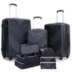 10 Piece Luggage Set Lightweight Suitcase Set with 7PCS Organizer Bags Suitcase with TSA Lock Spinner Wheels(Black)