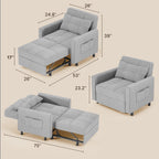 3 in 1 Convertible Sofa Bed Chair for Living Room , Aiho Sleeper Sofa Bed for Living Room, Dark Gray