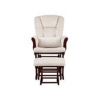 AFG Alice Glider and Ottoman with Pillow. Espresso Finish with Beige Cushions