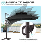 Pellebant 10 ft. x 10 ft. Square Double Top Patio Cantilever Umbrella, Navy Blue