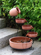 Garden Sundance Terracotta Solar Water Fountain Cascade