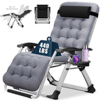 NAIZEA 2 Pack Zero Gravity Chair, Foldable Portable Lawn Recliner with Cushion, Headrest, Cup Holder, Black