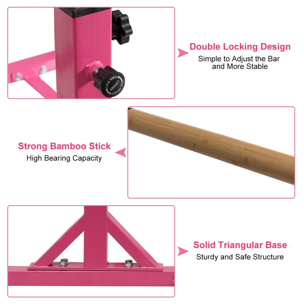 Costway Kids Gymnastics Parallel Bars Double Horizontal Bars Adjustable Width Height