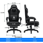 Hoffree Gaming Chair with Massage Fabric Office Chair with footrest for Adults, Ergonomic Gamer Chair with Headrest and Lumbar Support for Office Gaming, 440 LBS
