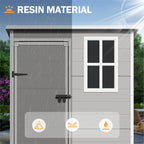 UDPATIO Outdoor Storage Shed 5x3 FT, Resin Garden Shed for Backyard, Patio, Lawn, Grey & White