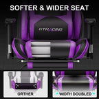 GTRACING Gaming Chair, Ergonomic Office Desk Chair with Lumbar Support, PU Leather, Footrest & Adjustable Headrest, Red