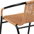 Emma + Oliver Indoor/Outdoor Stacking Rattan Restaurant Patio Chairs, Set of 2, Gray