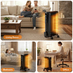 VECUKTY 1500W Oil Radiator Heater, Electric Oil Filled Space Heater Radiator with Remote Control,Child Lock,3 Modes,Overheat & Tip-Over Protection��24h Timer Digital Thermostat,Black