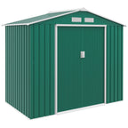 Outsunny 7' x 4' Metal Storage Shed Organizer, Garden Tool House with 4 Vents and 2 Sliding Doors for Backyard, Patio, Garage, Lawn, Dark Gray