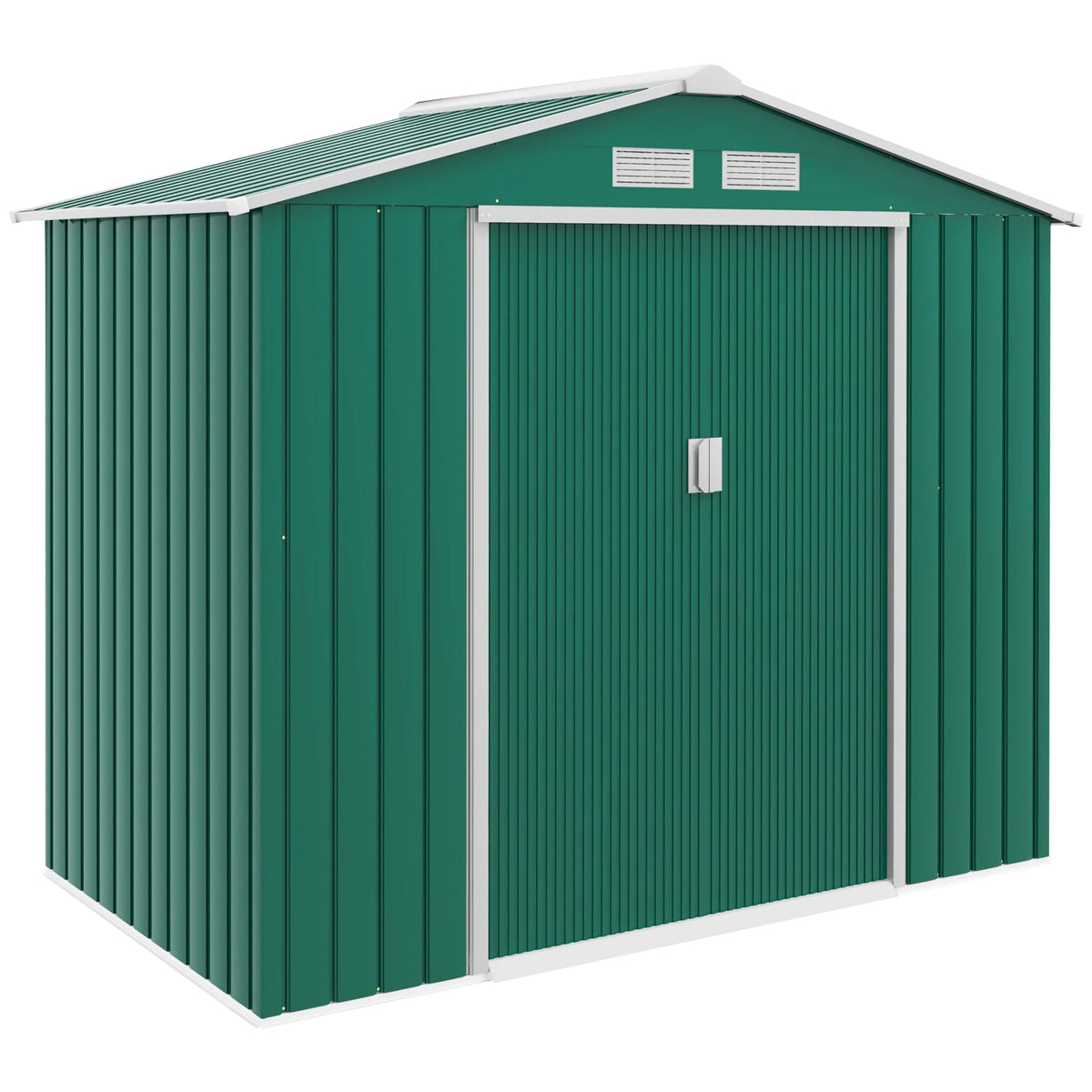 Outsunny 7' x 4' Metal Storage Shed Organizer, Garden Tool House with 4 Vents and 2 Sliding Doors for Backyard, Patio, Garage, Lawn, Dark Gray