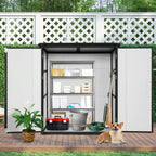 Enyopro 6 x 4.4FT Outdoor Storage Shed, All-Weather Plastic Resin Utility Tool Large Shed with Dual Lockable Doors for Patio Backyard Lawn, Gray