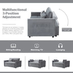 Gewnee 55'' Modern Convertible Velvet Sofa Bed with Pull-Out Twin Bed, Adjustable Backrest for Living Room, Office (Dark Gray)