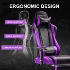 GTRACING Gaming Chair, Ergonomic Office Desk Chair with Lumbar Support, PU Leather, Footrest & Adjustable Headrest, Red