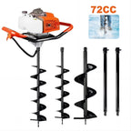 Jacgood 62cc Post Hole Digger 2 Stroke Petrol Gas Powered Earth Digger with 3 Auger Drill Bits (3" 5" & 8") + 3 Extension Rods for Farm Garden Plant