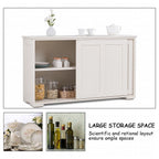 Costway Kitchen Storage Cabinet Sideboard Buffet Cupboard Wood Sliding Door Pantry White