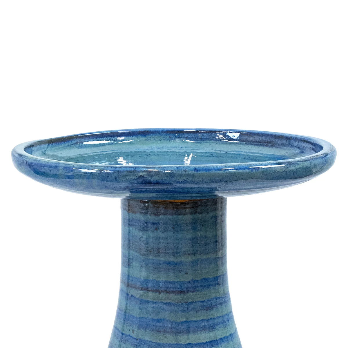Sunnydaze Freestanding Ceramic Outdoor Bird Bath, Glazed, UV-Resistant Galaxy Blue Finish
