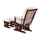 AFG Alice Glider and Ottoman with Pillow. Espresso Finish with Beige Cushions