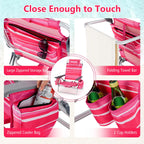 Costway 2-Pack Folding Backpack Beach Chair Table Set 5-Position Outdoor Reclining Chair Pink