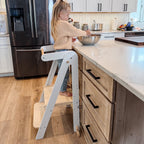 HARPPA Foldable Toddler Kitchen Tower, Standing Tower for Kids Age 1.5-6 Years, White