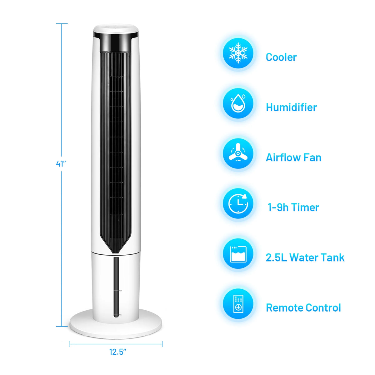 Gymax 41'' Tower Fan 3 in 1 Evaporative Air Cooler Humidifier w/ Remote Control