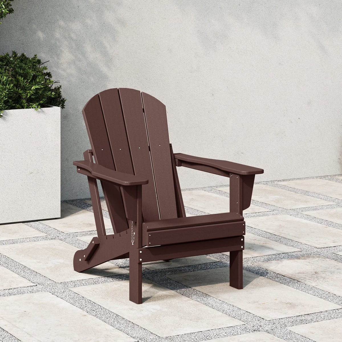 Westintrends Outdoor Folding HDPE Adirondack Chair, Patio Seat, Weather Resistant, Dark Brown