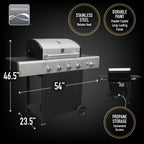 Kenmore BBQ Propane Gas Grill - 5 Burners with Side Burner & Searing Zone, 644 Sq. In. Stainless Steel Grill, 66,000 BTU, Ideal for Outdoor Cooking, Patio & Backyard, Black