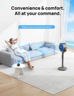 Dreo Pedestal Fan with Remote, 43'' Quiet Standing Fan for Home Bedroom, 120��+105�� Smart Oscillating Floor Fans with Wi-Fi/Voice Control, Works with Alexa/Google, 6 Modes, 8 Speeds, 12H Timer