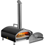 Deco Chef Outdoor Pizza Oven with 2-in-1 Pizza and Grill Oven Functionality, 13" Pizza Stone, 3-Layer Stainless Steel Construction, Pizza Peel, Dough Scraper, Scoop, Slotted Grill (Black) - (Open Box