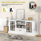 TV Stand for TVs up to 70  with Glass Doors Cubbies and Drawer