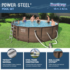 Bestway Power Steel 14' x 42" Round Above Ground Outdoor Swimming Pool Set