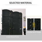 Privacy Screen HOMCOM Room Divider, 4 Panel Folding Privacy Screen, 5.6' Tall Freestanding Partition for Home Office, Bedroom, Black,Outdoor Privacy Screen