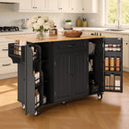 Noelse Kitchen Island with Storage, Island Table for Kitchen with Drop Leaf, Spice Rack, Towel Bar for Small Kitchens, White