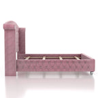 FOA Cyndi 3pc Pink Fabric Bedroom Set- Full + 2 Nightstands and Care Kit