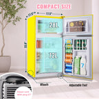 3.5 Cu.ft Compact Refrigerator WANAI Dual Doors Handles Mini Fridge with Top Freezer Blue New