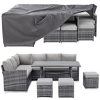 AECOJOY 7 Piece Patio Furniture Set PE Rattan Outdoor Dining Set Sectional Sofa Couch with Table Patio Conversation Set in Gray
