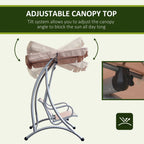 Outsunny 3 Person Patio Swing Seats, Porch Swing with Stand & Adjustable Canopy, Heavy Duty Outdoor Swing Chair Bench for Adults, Black