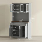 HOMCOM 71" Tall Kitchen Pantry Storage Cabinet with Microwave Stand, Gray