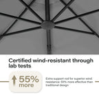 LAUSAINT HOME 11FT Patio Umbrella with Base, Outdoor Deluxe Curvy Cantilever Umbrella for Patio Pool Deck, Champagne
