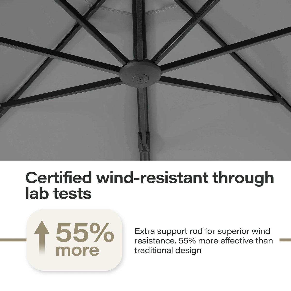 LAUSAINT HOME 11FT Patio Umbrella with Base, Outdoor Deluxe Curvy Cantilever Umbrella for Patio Pool Deck, Champagne