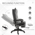Office Chair Vinsetto 360�� Swivel Executive Home Office Chair Adjustable Height Linen Style Fabric Recliner with Retractable Footrest and Double Padding, Grey,Ergonomic Office Chair