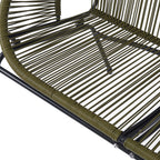 Aspen Modern Outdoor Patio Basket Loveseat, Hammock Weave Design, Metal Frame, Green