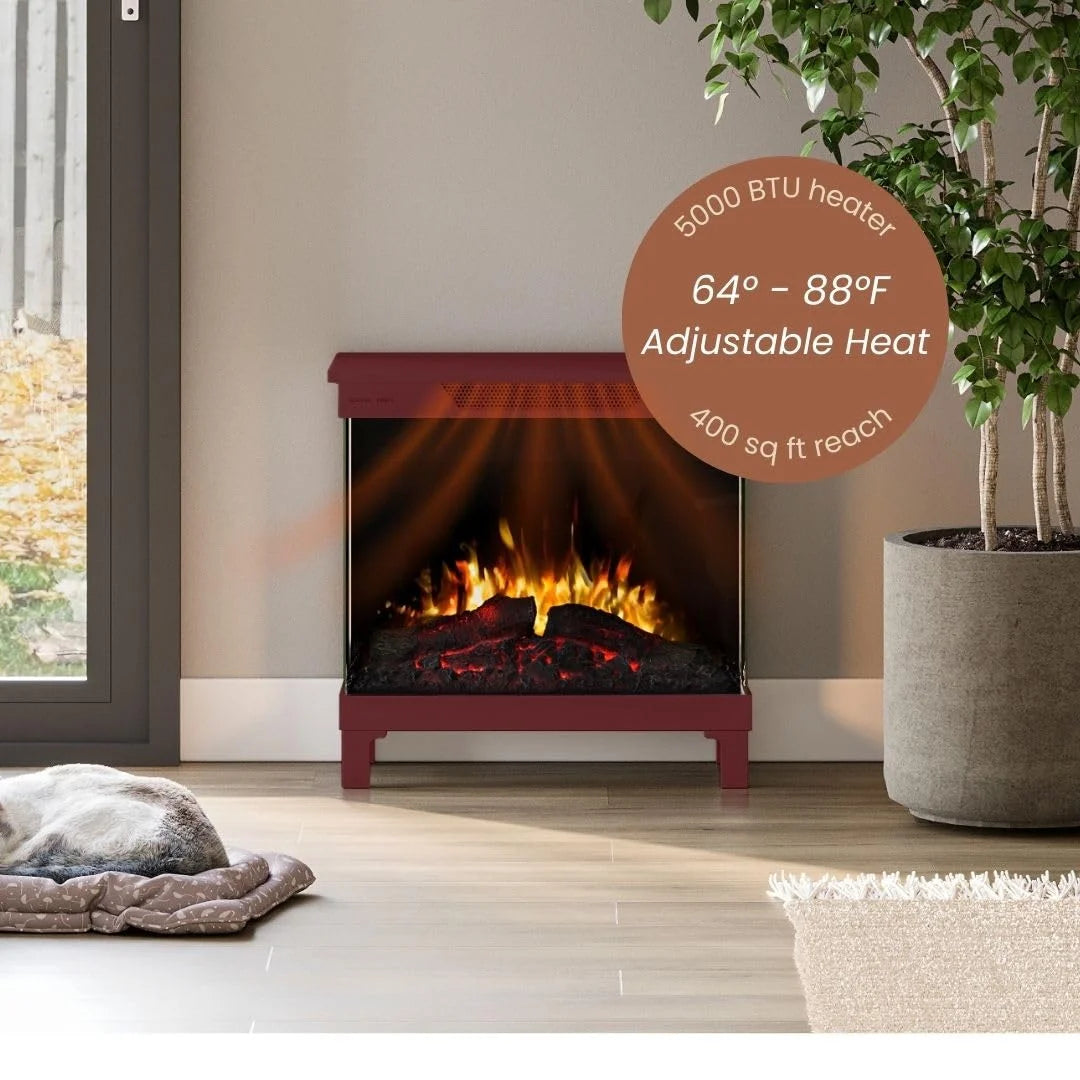 Modern Ember 24-in 3-Sided Freestanding Electric Stove in Black ME-24-3SD-BLK