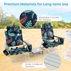 Costway 2-Pack Folding Backpack Beach Chair Table Set 5-Position Outdoor Reclining Chair Pink
