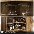Tribesigns Bar Cabinet, L-Shaped Home Bar Table with Stemware Racks