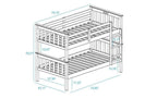 Solid Wood Sturdy Twin Over Twin Bunkbed with Ladder and Safety Rail Grey