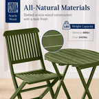 Best Choice Products 3-Piece Acacia Wood Bistro Set, Folding Patio Furniture w/ 2 Chairs, Table - Natural