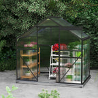 Asofer 6' x 4' Greenhouse for Outdoors, Aluminum Walk-in Green Houses shed with Rain Gutter and Roof Vent for Backyard