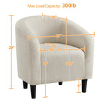 Yaheetech Upholstered Club Chair Accent Barrel Chair, Ivory