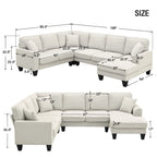 Harper & Bright Designs Modular Sectional Sofa with Ottoman Couch L Shape Corner Sofa Sets 7 Seats Fabric Couch for Living Room, Black, 112 * 87 inch