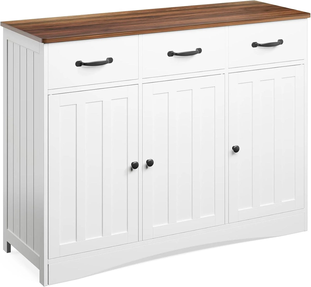 Coffee Bar Cabinet,Lofka Kitchen Storage Cabinet with 3 Drawers for Kitchen, Dining Room, Retro and White